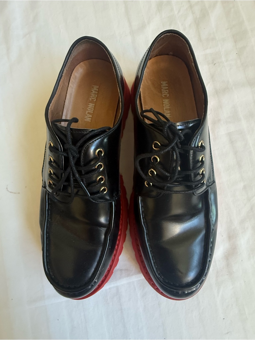 Marc Nolan Luca Black/Red Lug Sole Derby Shoes - Men's Size 7 Streetwear Luxury - Picture 5 of 8